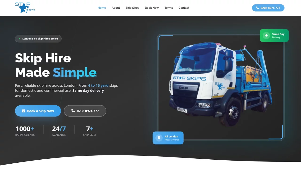 Star Skips website design