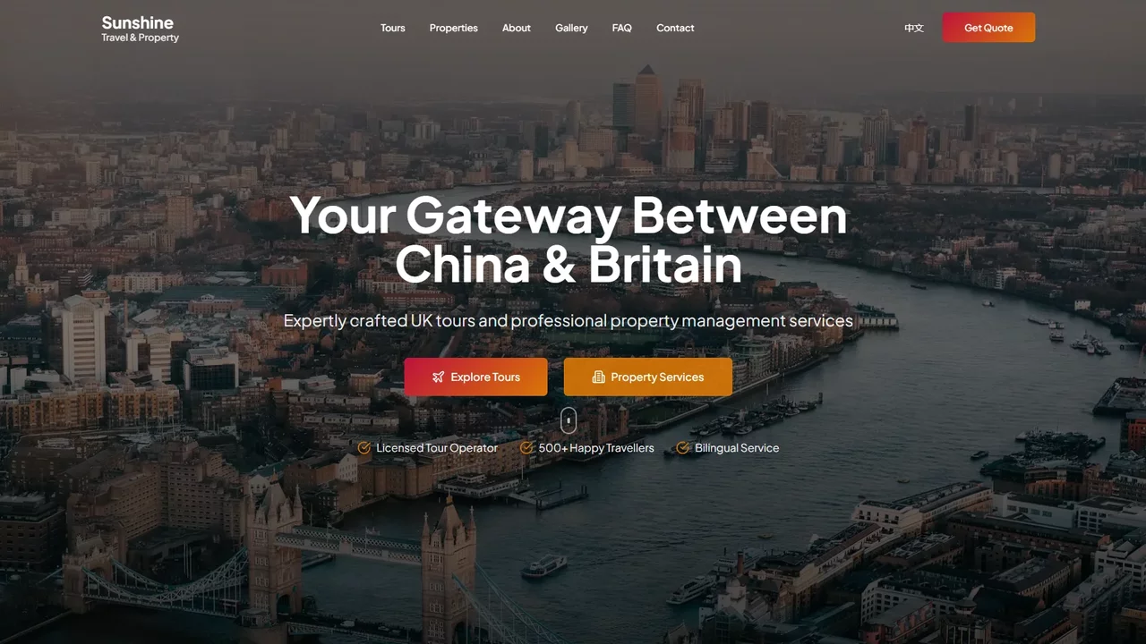 Sunshine Travel website design